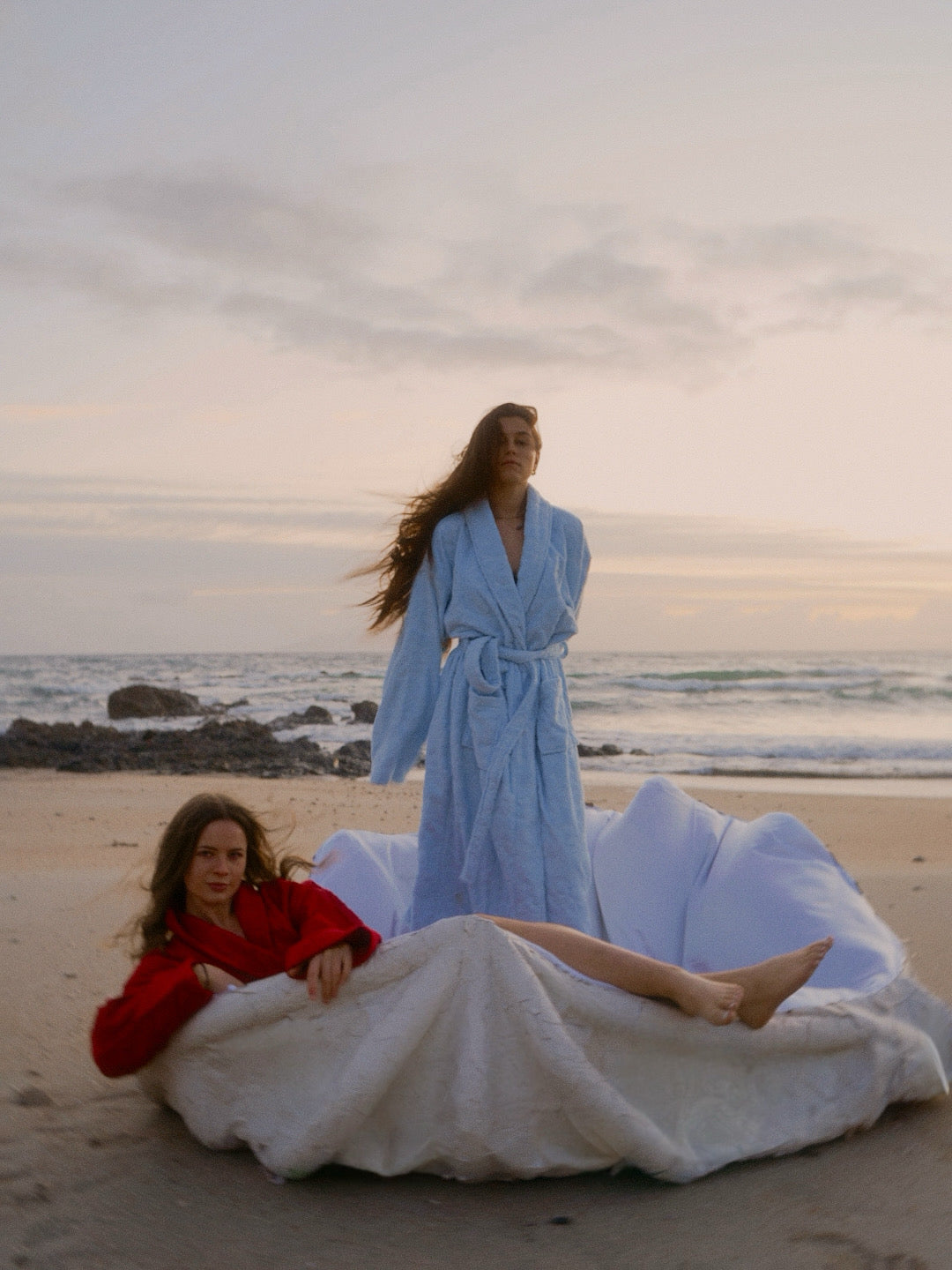 Powder blue Hibiscus towel Robe