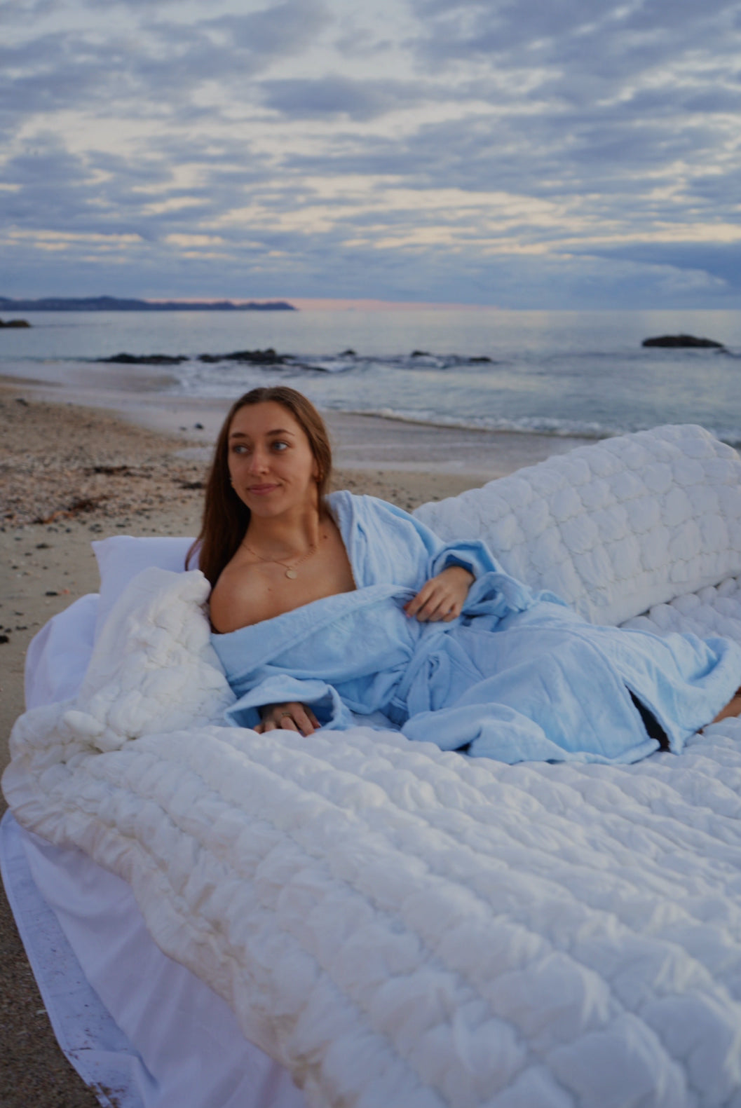 Powder blue Hibiscus towel Robe