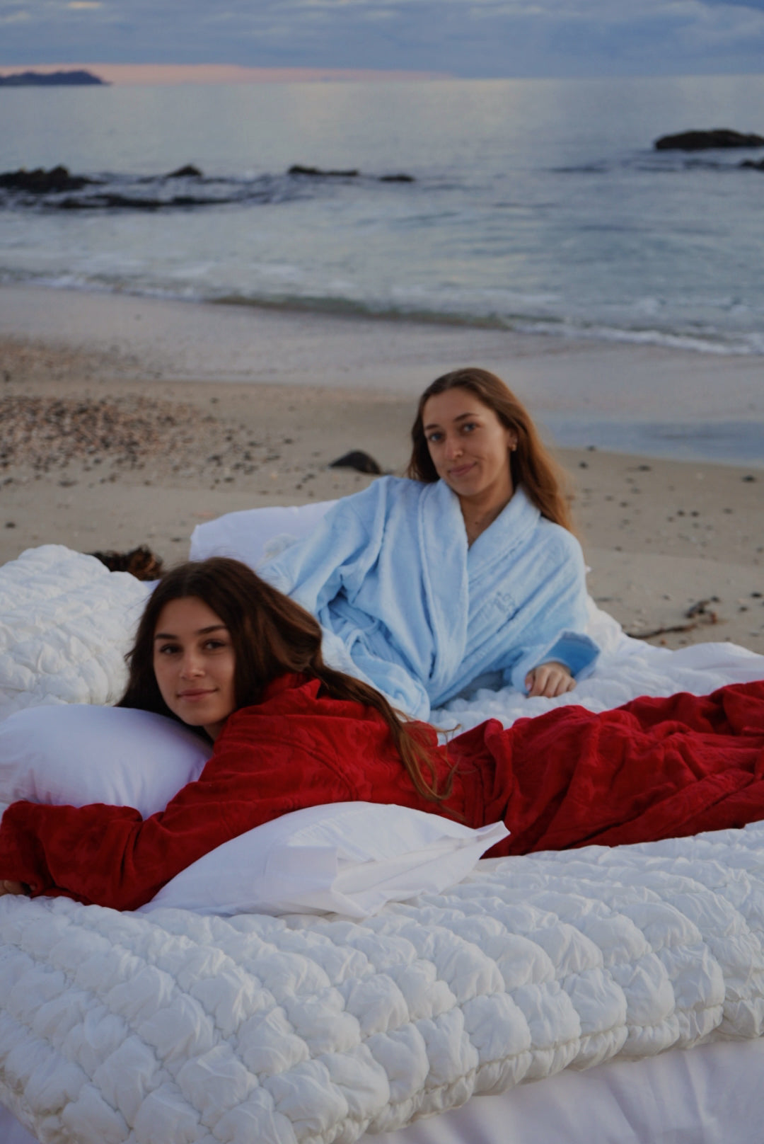 Cherry red Hibiscus towel Robe