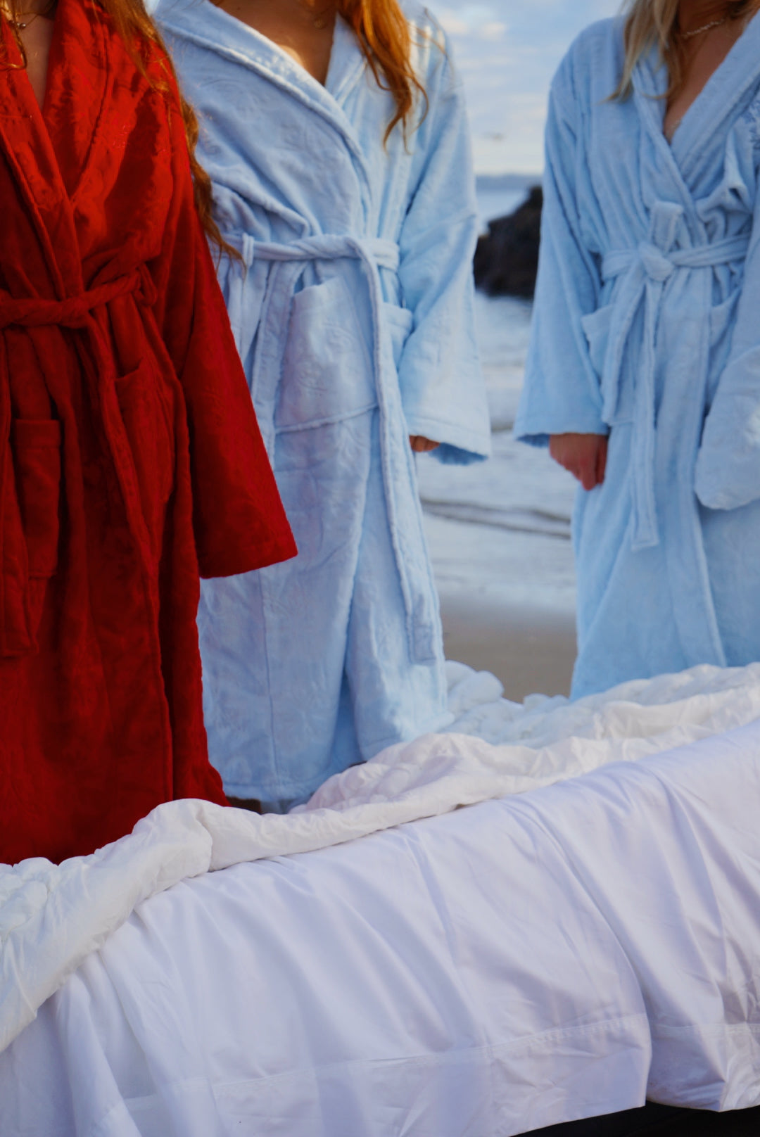 Cherry red Hibiscus towel Robe