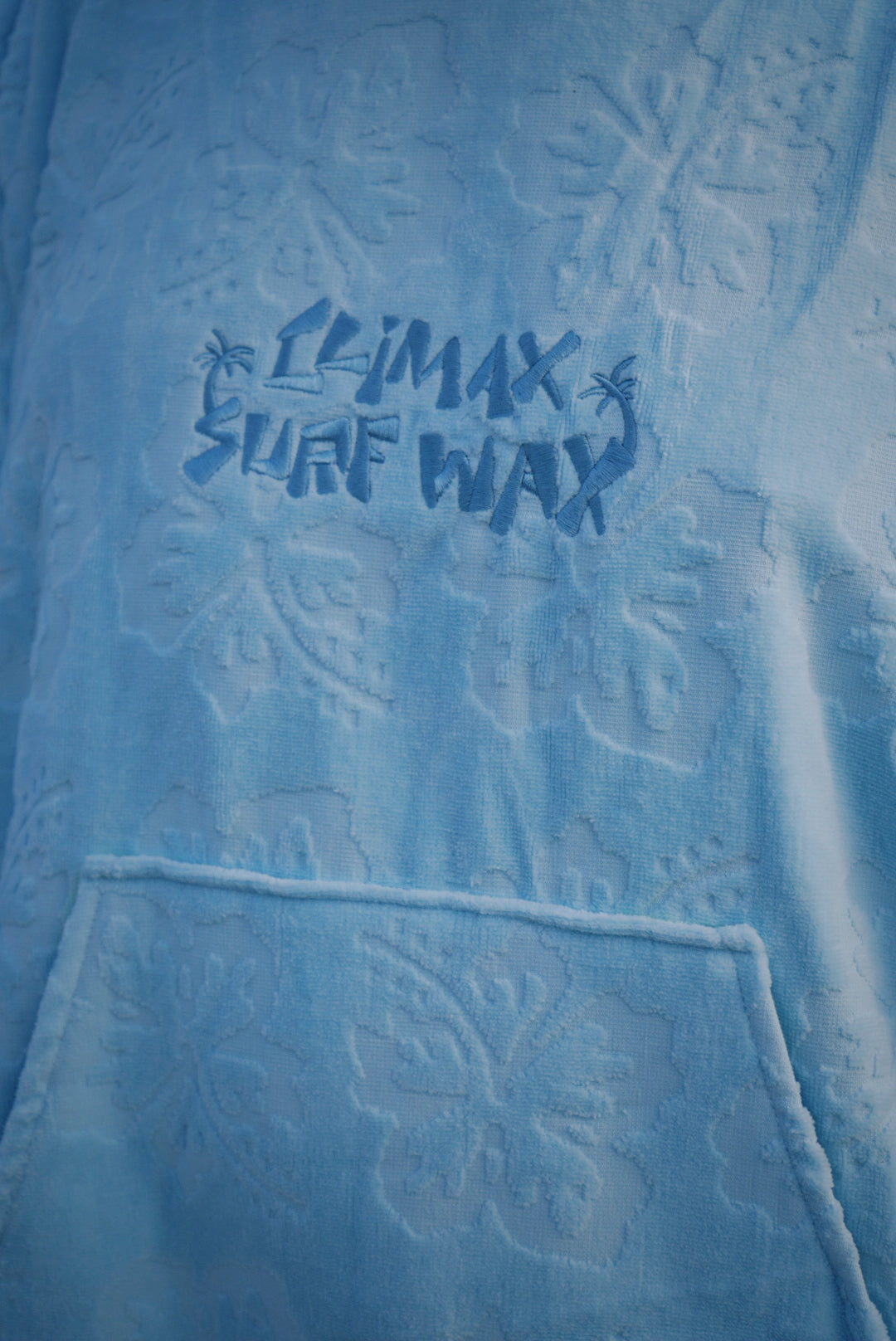 Powder blue Hibiscus hoodie towel