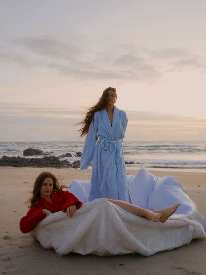 Powder blue Hibiscus towel Robe