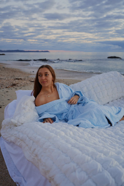 Powder blue Hibiscus towel Robe