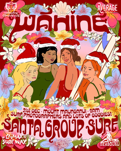 Wāhine Santa Group Surf!♥️🎄