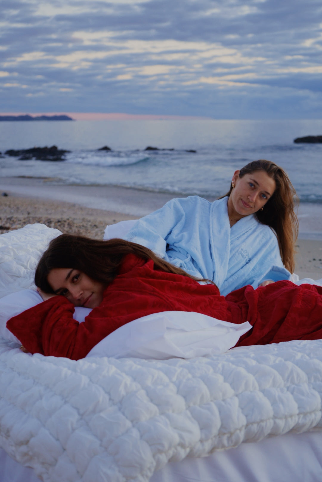 Cherry red Hibiscus towel Robe