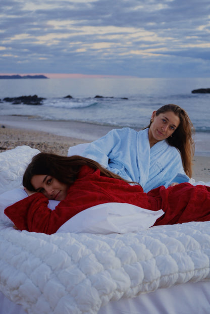 Cherry red Hibiscus towel Robe