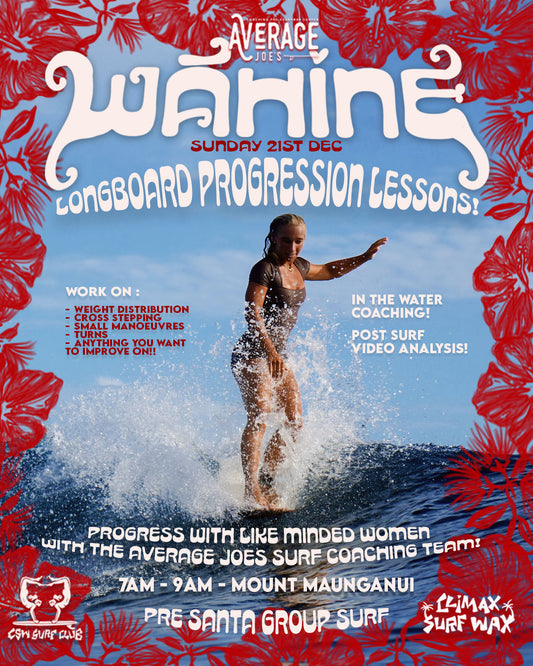 Wāhine longboard progression surf lessons! Santa group surf! ♥️🤶🏼✨